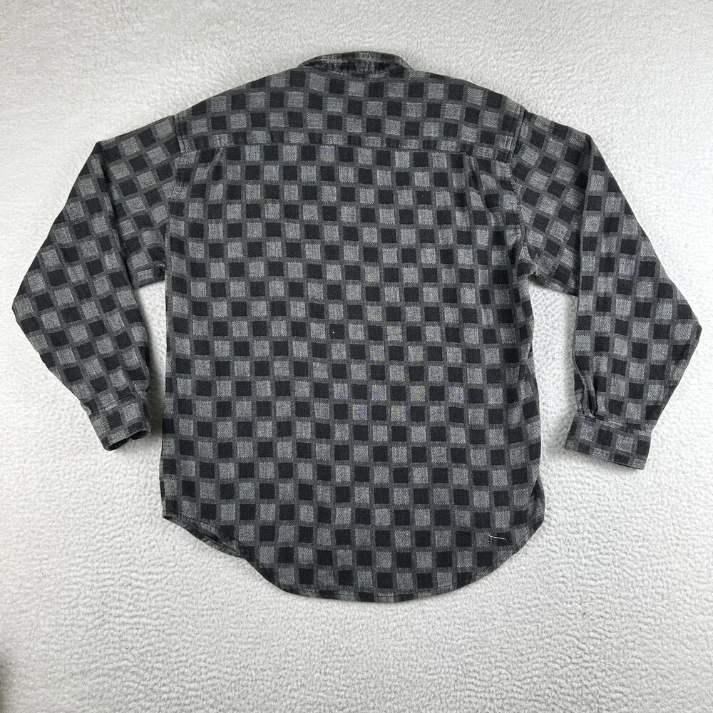 Vintage Levi's Shirt Mens Large Gray Check Flannel Long Sleeve Button Up 90s